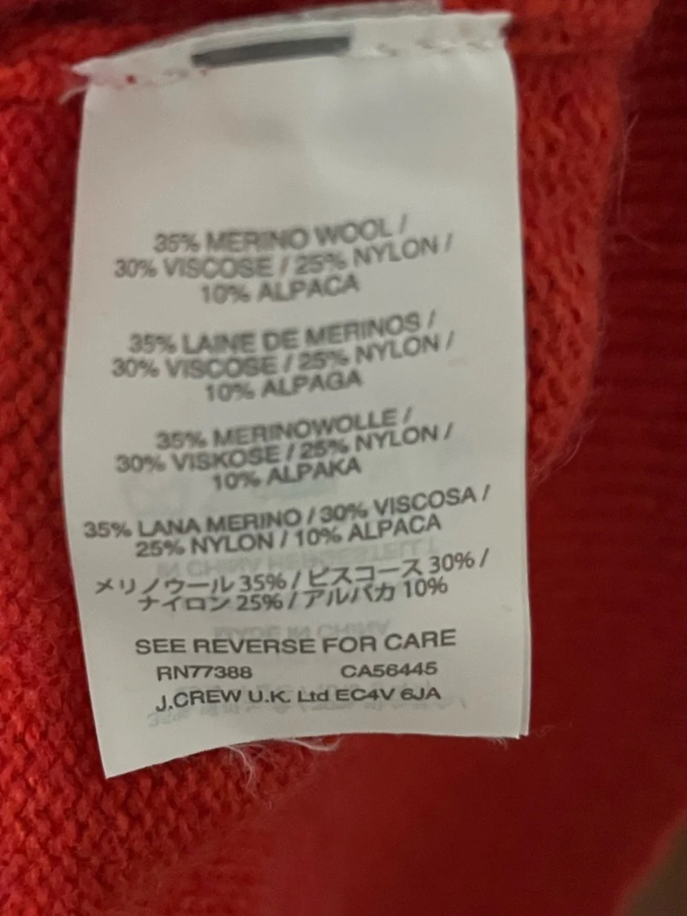 J. Crew Men's Bright Red Alpaca Blend Crewneck Sweater